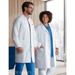 Unisex white coat BP 100% cotton - Long sleeves - 3 pockets