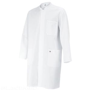 Blouse Blanche Unisexe 100% Coton - Manches longues - Col Officier - Grande Mobilité Grâce à sa Fente d’Aisance