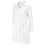 Elegant women's stretch white coat BP with metallic details