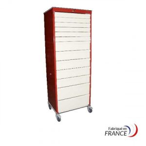 Armoire Médicale Mobile pour Tiroirs Jointifs 22 Glissières avec Fermeture Centralisée