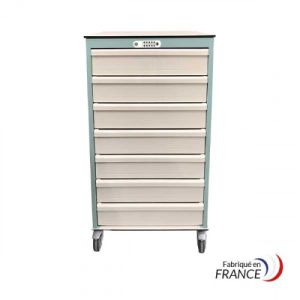 Armoire Médicale Mobile pour Tiroirs Jointifs - 14 Glissières