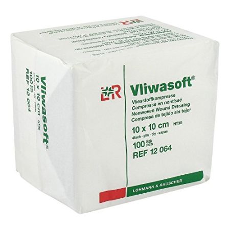 vliwa Soft 12064 Associations, non stériles, 4 couches 10 cm x 10 cm (Lot de 100)