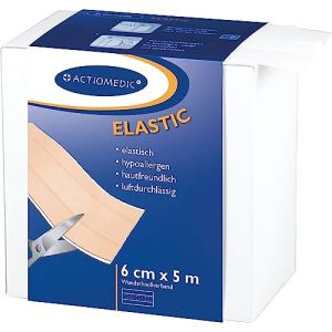 ACTIOMEDIC I ELASTIC Bande de pansements de premiers soins, Rouleau de sparadrap hypoallergénique pour enfants et adultes dans une boîte de range...