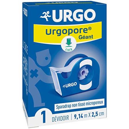 Urgo - Sparadrap avec Dévidoir - Fixation Pansements/Dispositifs - Microporeux - 9,14 m x 2,5 cm