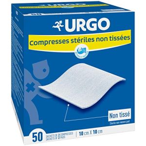 Urgo - Compresses stériles - Non tissées - Boîte de 50 sachets de 2 compresses - 10cm x 10cm