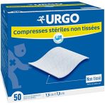 Urgo - Compresses stériles - Non tissées - Boîte de 50 sachets de 2 compresses - 7,5cm x 7,5cm