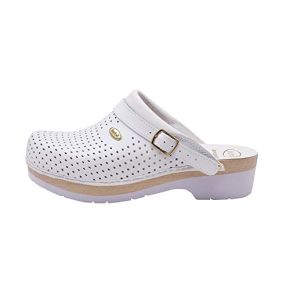 Clog Supercomfort White with Anatomical Wooden Insole, 45 mm Heel, Optimal Comfort