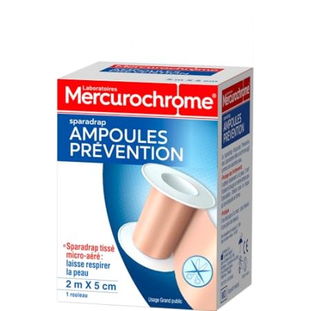 Mercurochrome Sparadrap Prévention Ampoules, 2 x 5cm