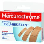 Mercurochrome - Pansements Tissu-Résistant, Protection Optimale, Hypoallergénique Confortable, Résistant Ultra-Extensible - La Boîte de 40 Pansements