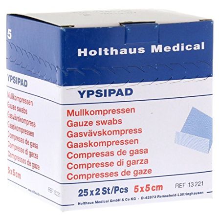 Sterile Gauze Pads Ypsipad 5 x 5 cm 8 Compartments, 25 x 2 St