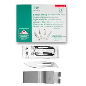 Sterile Surgical Blade Made Of Carbon Steel - Size No. 23 - Pack Of 100 - Individually Packaged