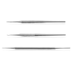 Blizzard Set De Podologie - Pèdicurie 3-Pièces - Lime De Coin, 13cm - Curette Double Têtes, 15 Cm - Curette, 13 Cm - Acier Chirurgical Inoxydable