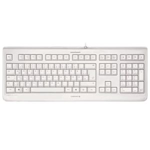 CHERRY KC 1068, Disposition Française, Clavier AZERTY, Facile à Désinfecter, Clavier Filaire Étanche, Frappe Silencieuse, Blanc-Gris