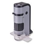 Carson Microscope De Poche À Éclairage LED MP-250 MicroFlip 100-250x Avec Clip Adaptateur De Digiscopie Pour Smartphone, Gris