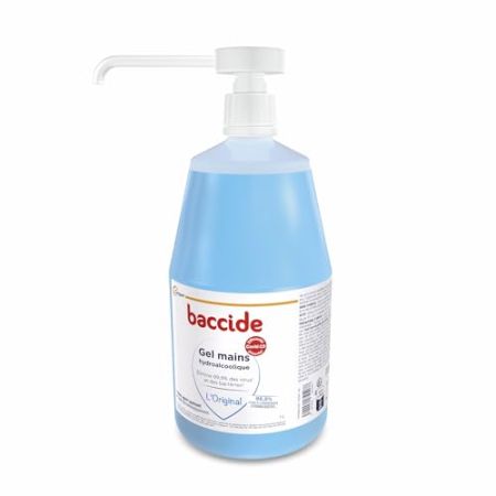 BACCIDE - Gel hydroalcoolique - Elimine 99,9% des virus et bactéries - 96,8% d'eau et d'ingrédients d'origine végétale - Fabriqué en France - 1L