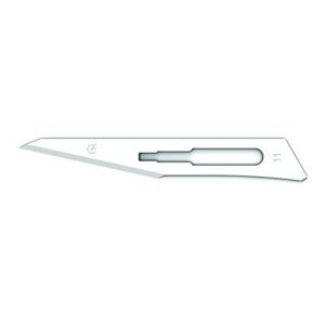 Gima - Carbon Steel Blades with Rounded Safety Tip, Sterile, Disposable, Size no. 11, 100 Individually Packed Blades