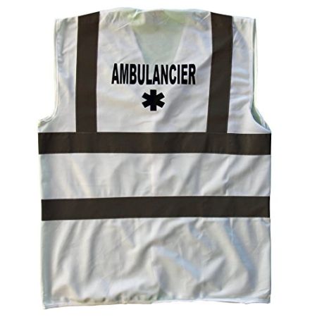 PATOUTATIS - Gilet De Sécurité - Chasuble - Ambulancier - Mixte Homme/Femme (L, Blanc)