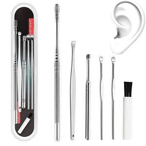 Yakamoz 6PCS Cérumen Curette Nettoyeur Médical Cure Oreilles INOX pour Oreille en Acier Cire Remover Ear Picks