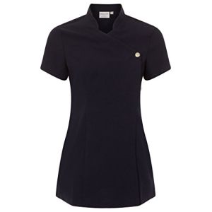 Press Stud Tunic - Beauty Hairdressing Massage Therapist Spa Health Work Nails Uniform - Navy Blue - 24