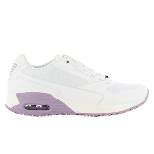 Oxypas Baskets Professionnelles Ela En Cuir Antistatique (ESD) Pour Femme (36, Blanc/Violet)