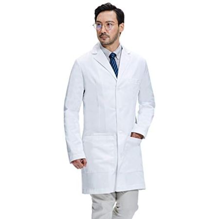 Dr. James Premium Blouse de Laboratoire pour Hommes, Poches pour Smartphone et Tablette, Coupe ajustée, Fermeture à Boutons (XL)