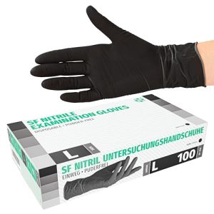 Gants en Nitrile Noir SF Medical - Taille L - 1000 Pièces (10 Boîtes)