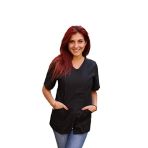 Petersabitidalavoro Work Blouse for Beauticians, Hairdressers, Chefs, Women, with Zipper, Black, XX-Large