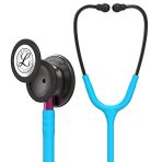 3M Littmann Classic III Monitoring Stethoscope, Turquoise Tubing, Smoke Edition, Rose Base, 69 cm, 5872