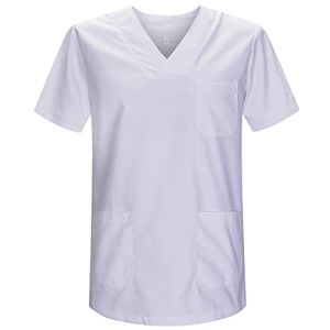 Misemiya - Unisex Workwear Short Sleeve Medical Scrubs - Ref.817 - XX-Large, White