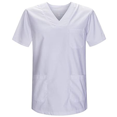 Misemiya - Unisex Workwear Short Sleeve Medical Scrubs - Ref.817 - XX-Large, White