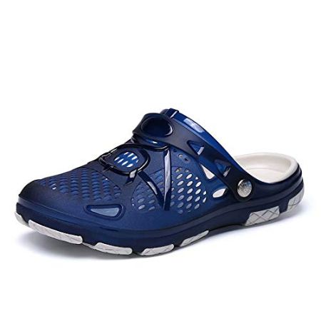 Homme Sabots Plastique Plage Hopital Jardin Été Pantoufles Anti-Glissement Sandales Noir Bleu Jaune 41-45 Bleu 44