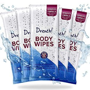 Drench! Body Cleansing Wipes - 5 Packs of 12 Refreshing Aloe Vera Wipes - Cleansing Wipes for Adults and Seniors