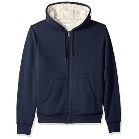 Amazon Essentials Women's Sherpa-Lined Fleece Zip-Up Hoodie, Navy Heather, XXL