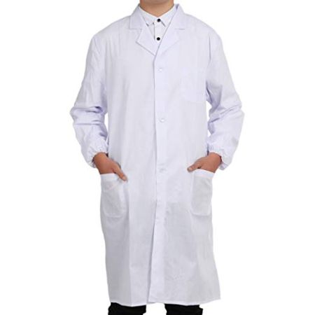 Pinkpum Blouse Chimie Laboratoire Blanche Unisexe Manches Longues Adulte/Etudiant Scolaire Sergé 250 gramme L