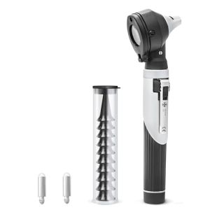 AIESI® Otoscope Professionnel Médical de Poche à Fibre Optique avec Éclairage LED 3V à Lumière Blanche VISIOSCOPE, Garantie de 24 Mois