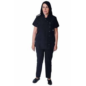 Black Tunic for Beauty Salon Spa Esthetician Massage Uniform Black Size 42