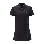 Black Pepper Beauty Tunic for Beauty Salon - Black with Piping - All Sizes Available