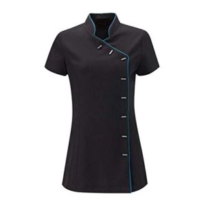 Black Pepper Beauty Tunic for Beauty Salon - Black with Piping - All Sizes Available