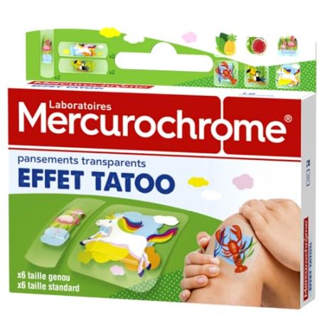 Transparent Tattoo Effect Bandages - 12 Units Mercurochrome