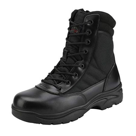 NORTIV 8 Men's High Military Boots Winter Tactical Combat Durable Hiking Shoes Black Trooper Size 41EU/8US