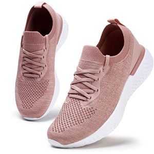 HKR Femme Baskets Tendances Chaussures de Course Road Running Marche Été Athlétique Tennis Sport Fitness Gym Sneakers Rose 40EU