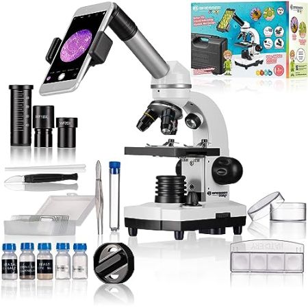 Bresser Biolux SEL Student Microscope Kit with Lighting, Smartphone Adapter, Hard Case, Experimentation Kit, and Numerous Accessories