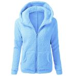 Wtouhe Polaire Veste Femme, Sweat à Capuche Chaud Laine Manche Longue Zippé Manteau Couleur Unie Sweat-Shirt Peluche Poche Hiver Mode Outercoat Tops