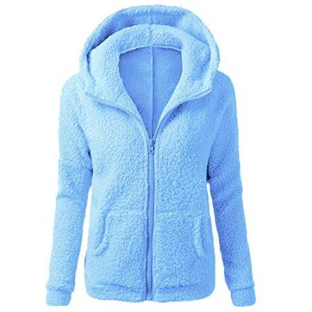 Wtouhe Polaire Veste Femme, Sweat à Capuche Chaud Laine Manche Longue Zippé Manteau Couleur Unie Sweat-Shirt Peluche Poche Hiver Mode Outercoat Tops