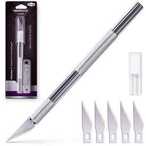 Filzada® Scalpel avec 5 Lames de Rechange (Standard) - Cutter de Précision pour Papier, Modèles et Film