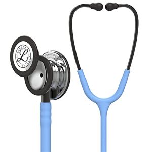 3M Littmann Stéthoscope de Surveillance Classic III, Tubulure Bleu Ciel, Édition Miroir, Base et Lyre Smoke, 69 cm, 5959