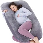 AS AWESLING Coussin de Grossesse en U avec Housse en Velours Amovible – Gris