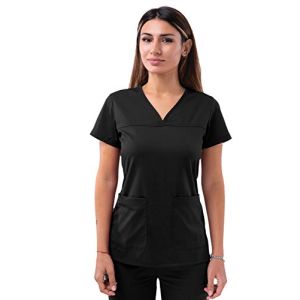 Adar Pro Scrubs For Women - Haut Exfoliant À Encolure En V Chérie - P4210 - Black - L - Élégant et Confortable