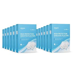 Amazon Basic Care - Pansements Non Tissés Sensibles Haute Protection - 60 Unités (12 Lots de 5), 7,5 x 5 cm