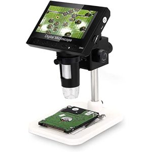 WADEO Microscope Numérique avec Écran LCD 1000 x 10,9 cm - Loupe Vidéo Électronique USB avec 8 Lumières LED Réglables et Rechargeables - Supp...